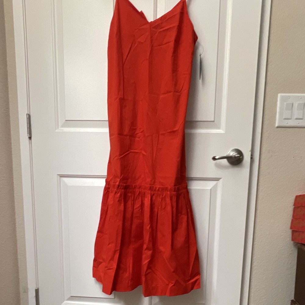 Scoop Red Solid Sleeveless Spaghetti Strap Bow Front Maxi Dress S