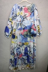 LoLa Made in Italy Silk Long Sleeve Tiered Sheer Maxi Dress-Small-Art to Wear