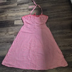 Unbrand Red White Gingham Milkmaid Country Cottage Hulter Dress Women 2x Pinup