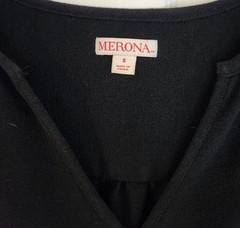 Merona Long Sleeve Black Mini Shirt Dress Women&rsquo;s Small V-Neck Shift Button Cuff