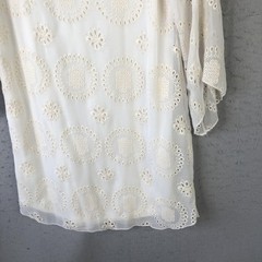 Feminine Dress Womens Small White Embroidered Coquette Romantic Party Bridal