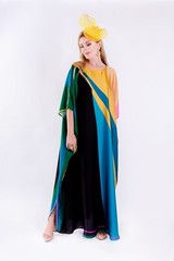 Multi Printed Kaftan, Soft Satin Silk Caftan, Party Wear, Long Kaftan J5850