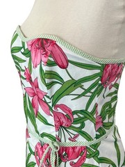 Nell Couture Dress Strapless Halter Floral Seersucker Accent Knee Length Size 6