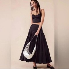 Free People Black Maxi Top & Skirt Set