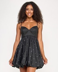 Seni & Cade Juniors&rsquo; Rhinestone-Trim Taffeta Bubble Dress – Black Size 1/2 NWT