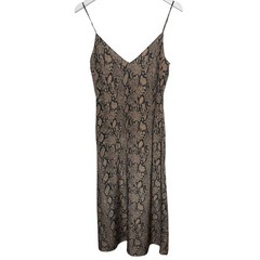 Frame Silk Python Printed Slip Dress Chocolate Multi