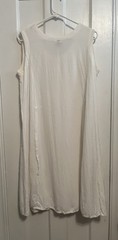 Vintage 90s Celine White Embroidered Midi Summer Dress Button Front Large Beach
