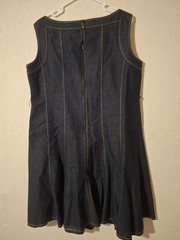 Sharagano Women&rsquo;s 14W Blue Denim Square Neck Sleeveless Fit & Flare Zip Dress
