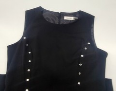 Calvin Klein Dress 12 Black Sleeveless Sheath O-Ring Grommet Career NWT CD3X1B35