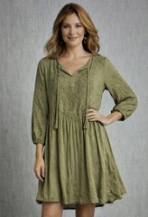 Soft Surroundings Willow Dress Going Green M Embroidered Boho NWT Retail $140
