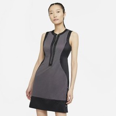 Nike Jordan Women&rsquo;s Sleeveless Mesh Dress Grey Black Half Zip Casual Sport Dress