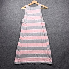 U.S. Polo Assn. Tank Dress Women Large Pink Grey Striped Pockets Sleeveless