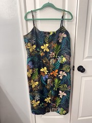 find Navy Spaghetti Strap Floral Sundress Button Cotton Blend Sz 20 Resort Wear