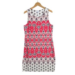New Charter Club Damask Sleeveless Shift Dress size XL White/Coral
