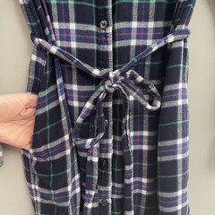 Gap + Pendleton Navy Green Plaid Flannel Shirt Dress Belted Pocket M Petite