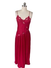 Interludes by Cira VTG 70/80s Pleated Lace Maxi Slip Dress Small Whimsigoth Vamp