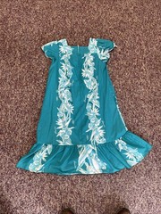 Hawaii Muumuu Medium House Dress Aloha Hawaiian Fashion Maxi Zip Teal VTG