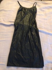 Wild Fable Black Faux Shiny Leather Dress Midi Slip Dress Size Small NWT