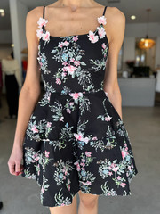 Elliatt Gaia Dress 3D Floral Mini Size XS S M L XL Embroidered Sequin Black NEW