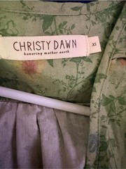 Christy Dawn Augusta Midi Wrap Dress XS Green Floral Organic Cotton