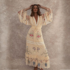 Fillyboo Love Letter Duster Maxi Dress XL Lemon Shortcake BNWT Boho Embroidered