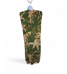 FARM Rio Tropical Isla Padded Shoulder Midi Dress Size L Beige Green Palm Leaf