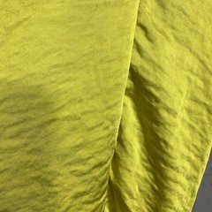 Y2K J For Justify Midi Slip Dress Yellow Chartreuse Crinkled Satin Cowl Slit XL