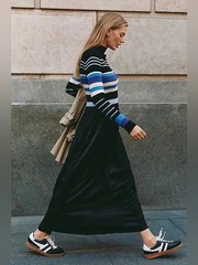 NWT ANTHROPOLOGIE The Thea Long Sleeve Twofer Maxi Dress Size M Blue Stripe