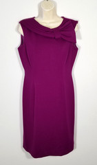 Tahari Arthur S. Levine Women Size 6 Purple Sheath Dress Pleated Bow Sleeveless
