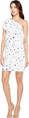 CeCe Floating Petals Ruffled One Shoulder Dress New Ivory Size 8