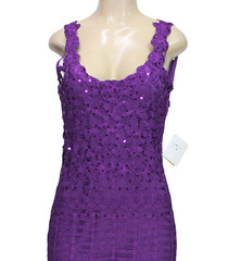 Kroshetta by Papillon Sequin Lace Cocktail Dress Sleeveless Purple Lined Size XL