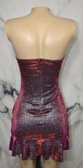 AKIRA Sparkly Purple Strapless Mini Dress XS Ruffle Hem Lined BodyCon Party