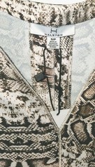 NWT~ HALSTON Brwn/Beige/Blk Animal snake Print Shift Dress V-NeckShortSleeve S/P