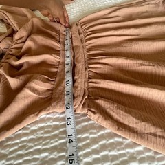Dokotoo Light Brown Tie Back Long Sleeve Cut Out Ruffle Mini Dress Size S Boho