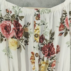 J FOR JUSTIFY Shirt Dress Off-The-Shoulder Elastic Waist White Floral Size Small