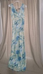Vero Moda XS Seline Alba AquaBlue Green Abstract Maxi Dress Tie Back Sleeveless