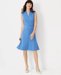 NEW ANN TAYLOR The Sleeveless v-neck flare Dress in Double Knit Sz 10 Office