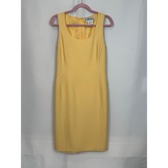 Carlisle Collection Vintage Wool Sheath Dress Size 10 Butter Yellow 80s 90s