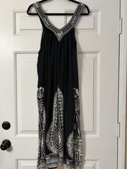 Black & White Boho Maxi Dress – Sleeveless – Women&rsquo;s – Plus Size XL