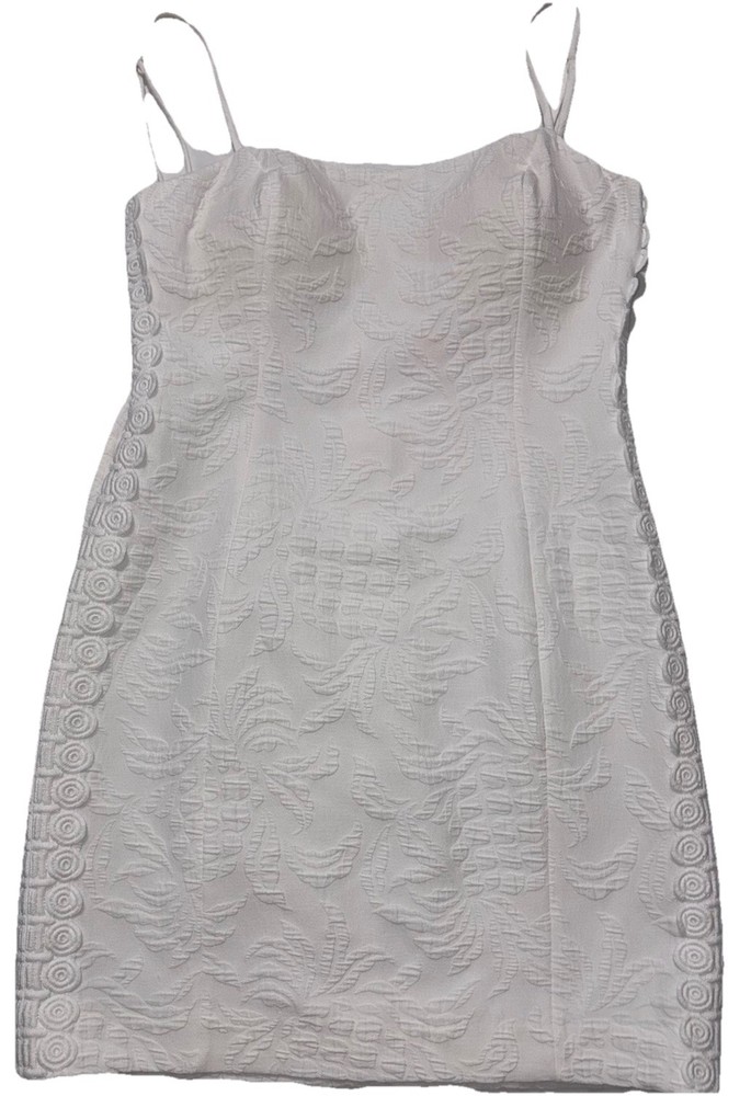 EUC🌴LILLY PULITZER🌴SIZE 4🌴SHELLY TIE BACK DRESS🌴WHITE W/ JACQUARD FABRIC
