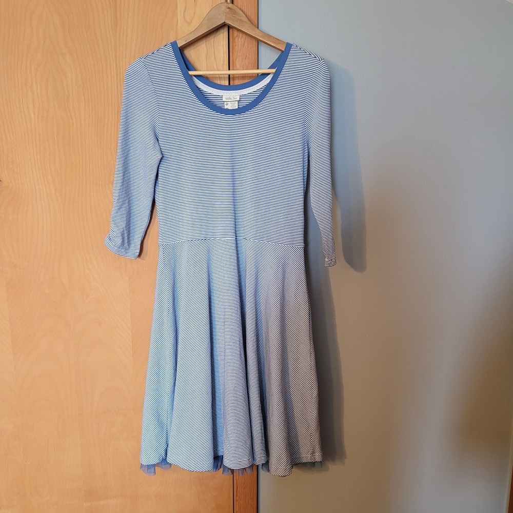 Matilda Jane Womens Size M Between The Lines Knit Dress Tulle Lined Blue Striped