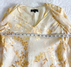 Jones New York Size 8 Leaf Print Burnout Silk Rayon Attached Jacket Dress Cream
