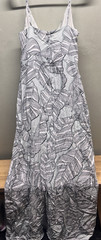 Paper Crown dress womens size small maxi dress white & gray palm leaves