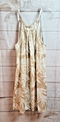Gap Tie Back Pleated Halter Shift Dress Palm Print ~ White & Taupe ~ Sz 2