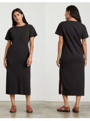 Everlane Black Midi Tee Dress with Chest Pocket Small
