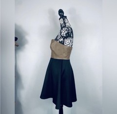 Double Zero brown/black faux leather strapless fit and flare dress size medium