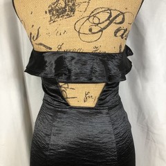 EXPRESS Size 2 Hammered Satin Strapless Sheath Cut Out Back Little Black Dress