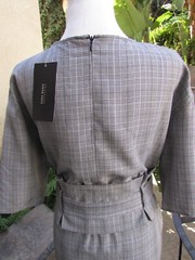 Zara Basic Collection Short Dolman Sleeve Mini Dress Gray Glen Plaid Belted Sz M