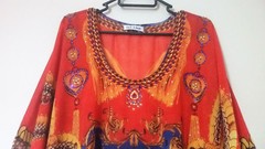 HEAVILY EMBELLISHED DIGITAL PAISLEY PRINT ROUND NECK GEORGETTE KAFTAN/ DRESS52
