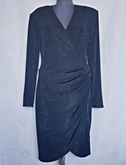 AUTHENTIC JOSEPH RIBKOFF SOLID BLACK ACETATE BLEND WOMENS COCKTAIL DRESS 10 38